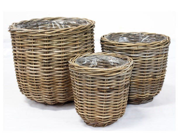 Basket Rattan Round Grey (Set of 3)