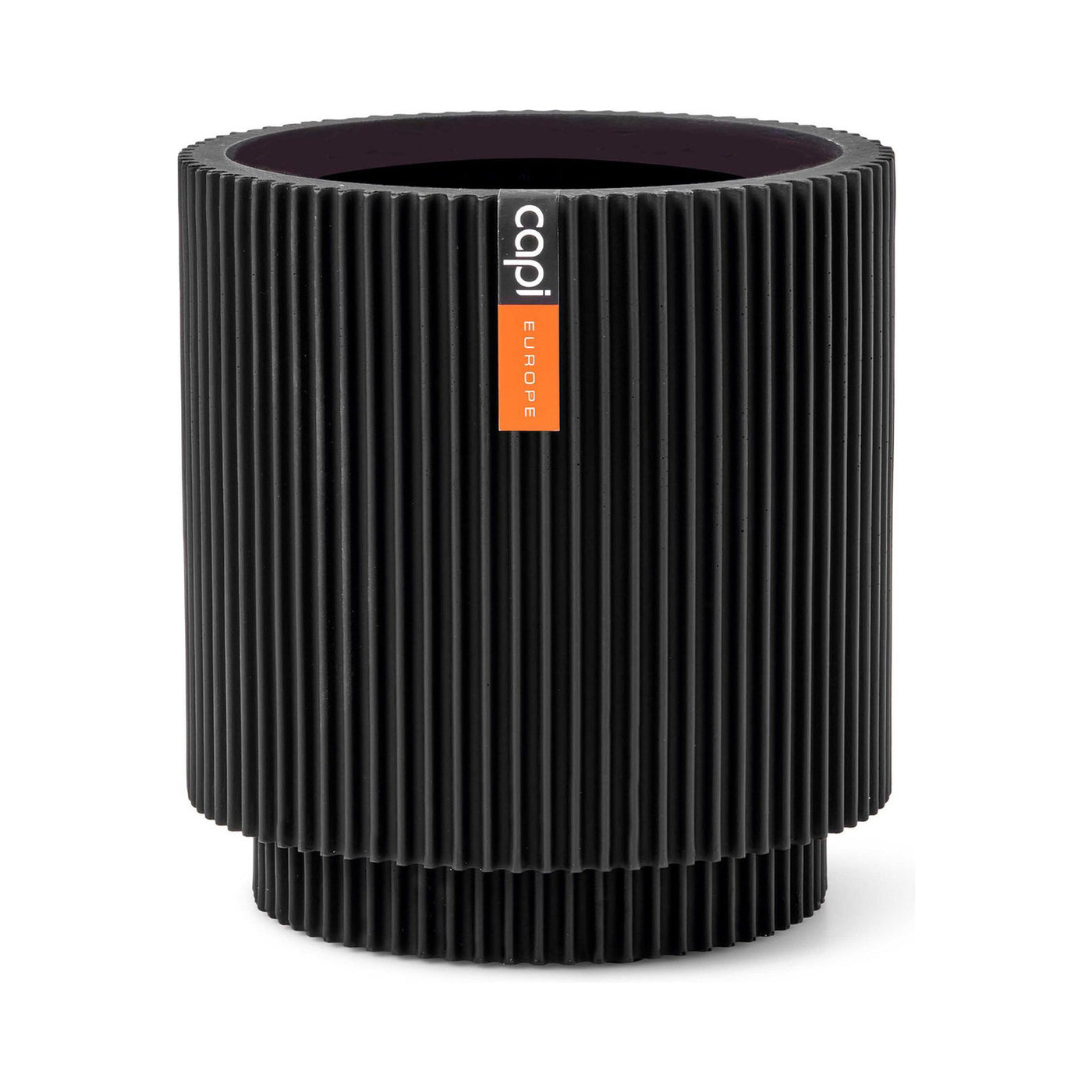 Vase Cylinder Groove 23x25cm Black