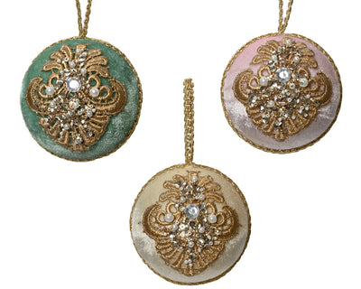 Velvet Bauble with Gems, Pearls, Diamond - Blush Pink - Pistachio - Pearl