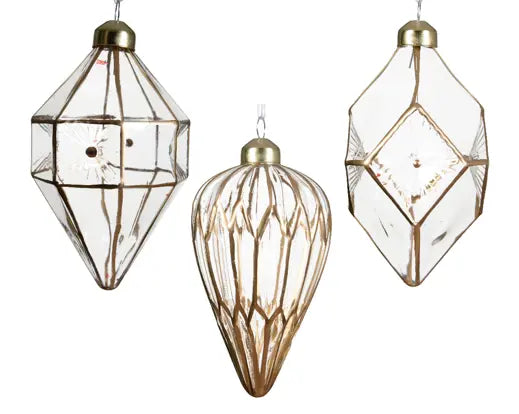 Ornament Glass Transparent Color W Golden Line 3Ass Transparent