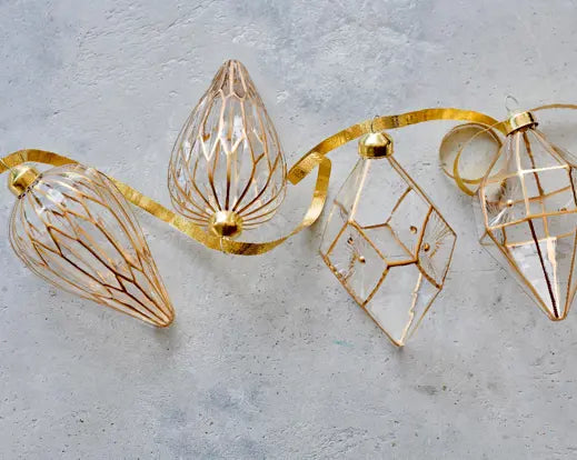 Ornament Glass Transparent Color W Golden Line 3Ass Transparent