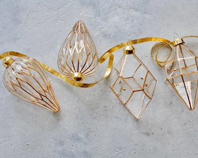Ornament Glass Transparent Color W Golden Line 3Ass Transparent