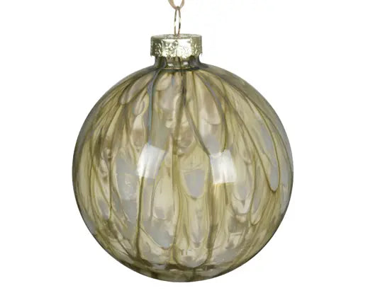 Bauble Glass Clear W Painting Rosemary Green S