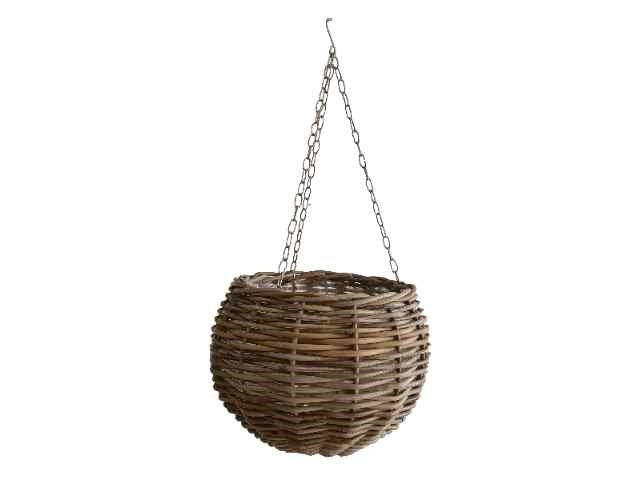 Hanging Basket Rattan Grey D35H35cm