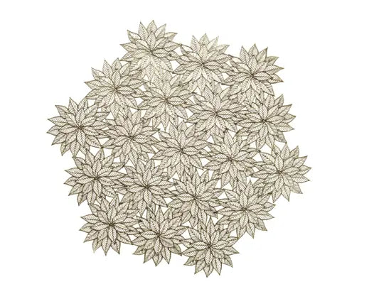 Placemat Pvc Hexagon Cut Out Snowflake Gold