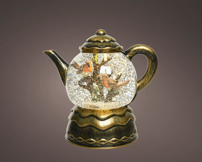 Teapot with LED Water Spinner - Battery Operated- Gold / Warm White