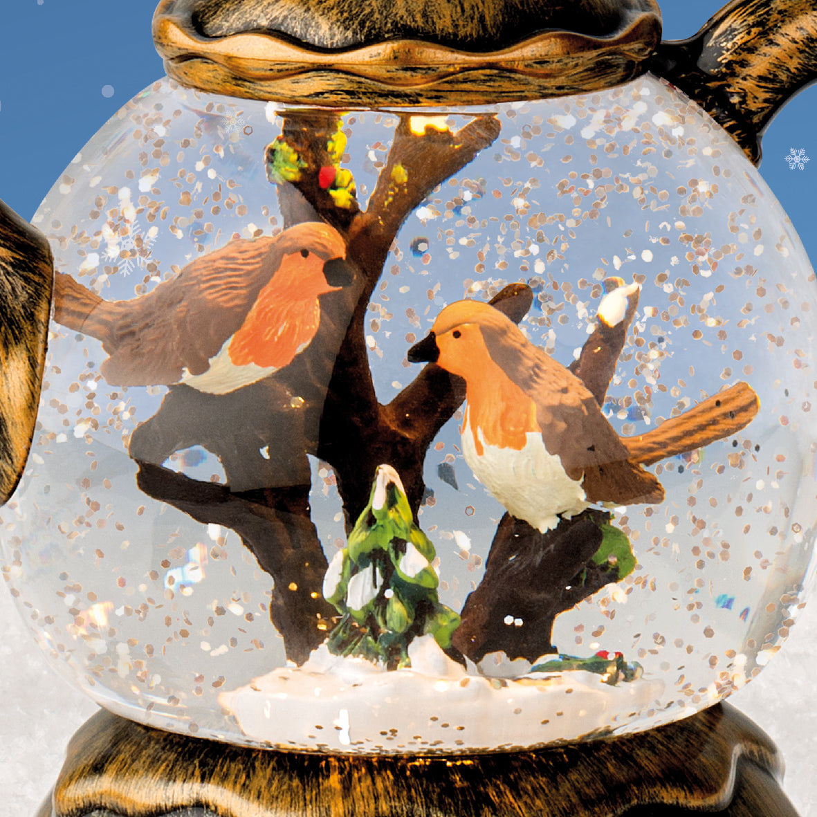 Teapot with LED Water Spinner - Battery Operated- Gold / Warm White