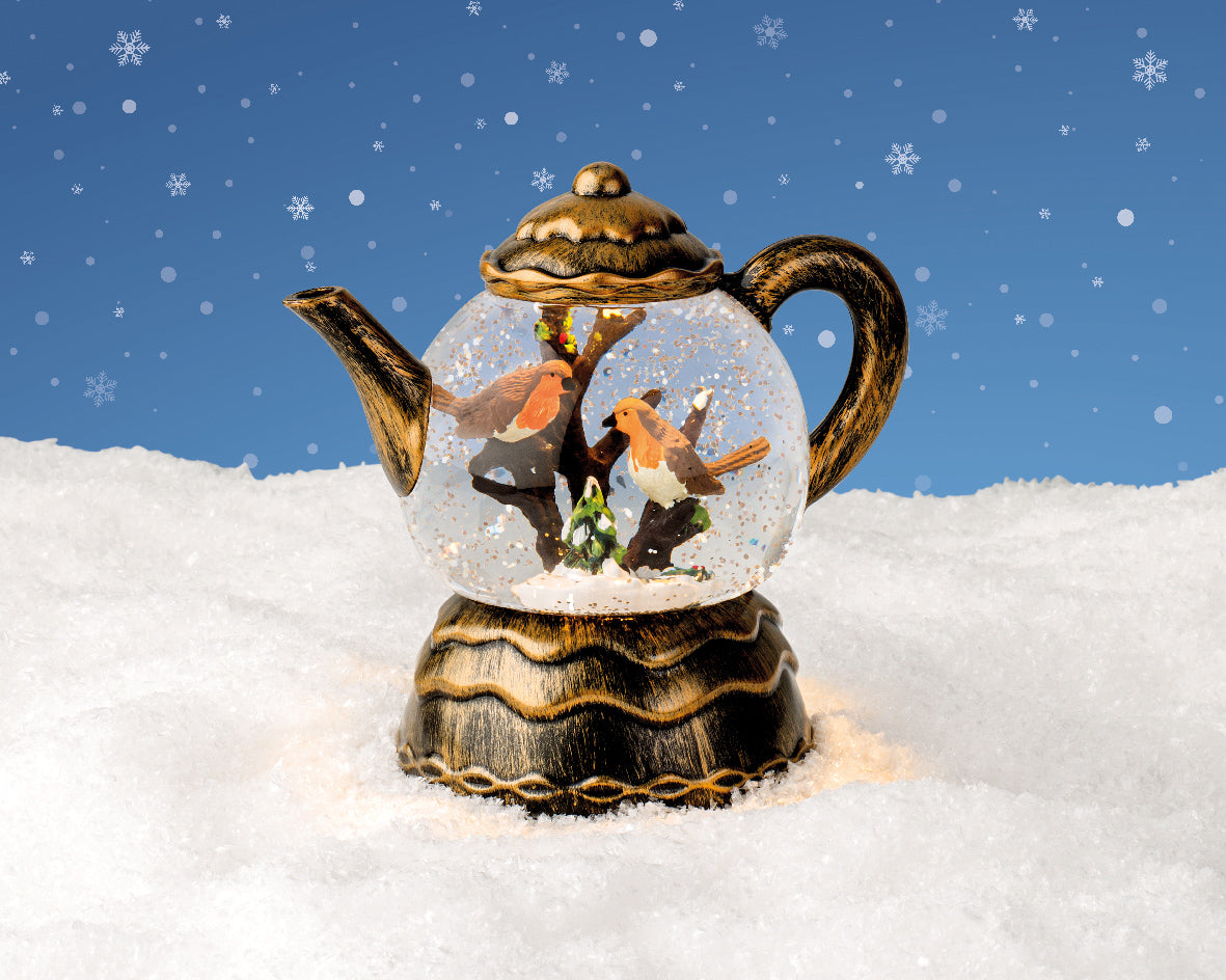 Teapot with LED Water Spinner - Battery Operated- Gold / Warm White