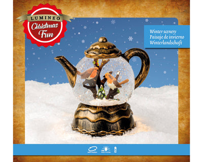 Teapot with LED Water Spinner - Battery Operated- Gold / Warm White