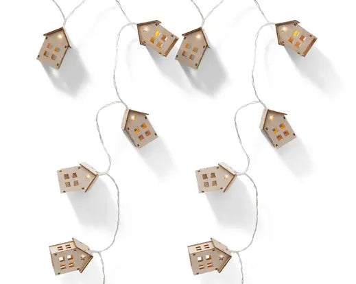 Led Deco String Lights Plywood House Steady Bo Indoor Natural/Warm White