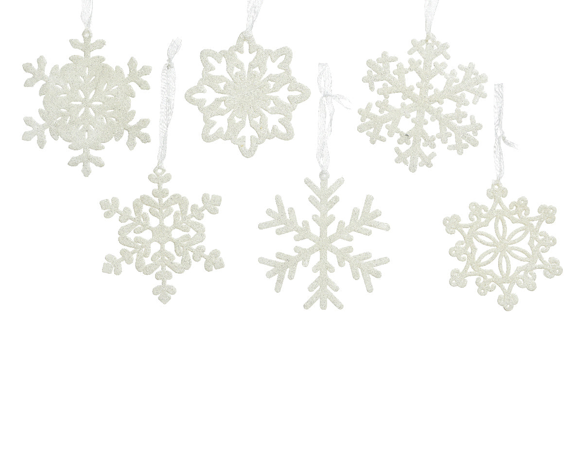 Snowflake with Glitter - Winter White