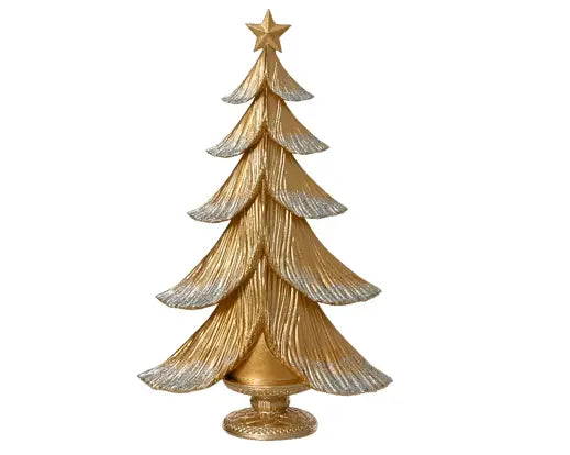 Tree Polyresin W Pearl Beads Gold