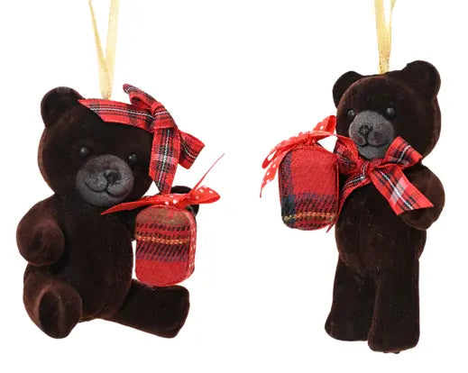 Bear Polystyrene Flock Box,Giftbox 2Ass Dark Brown