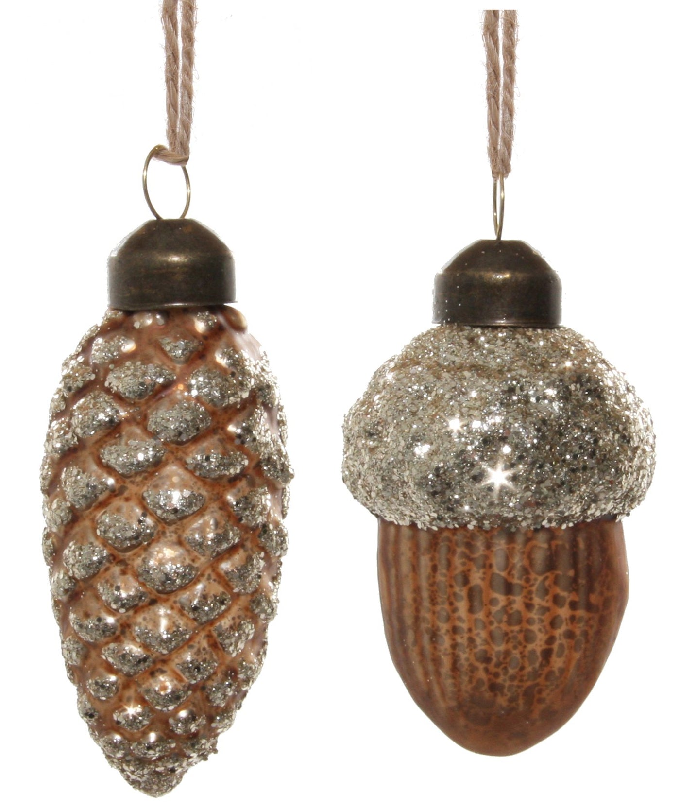 Glass acorn-cone mix2 brown 6-7cm