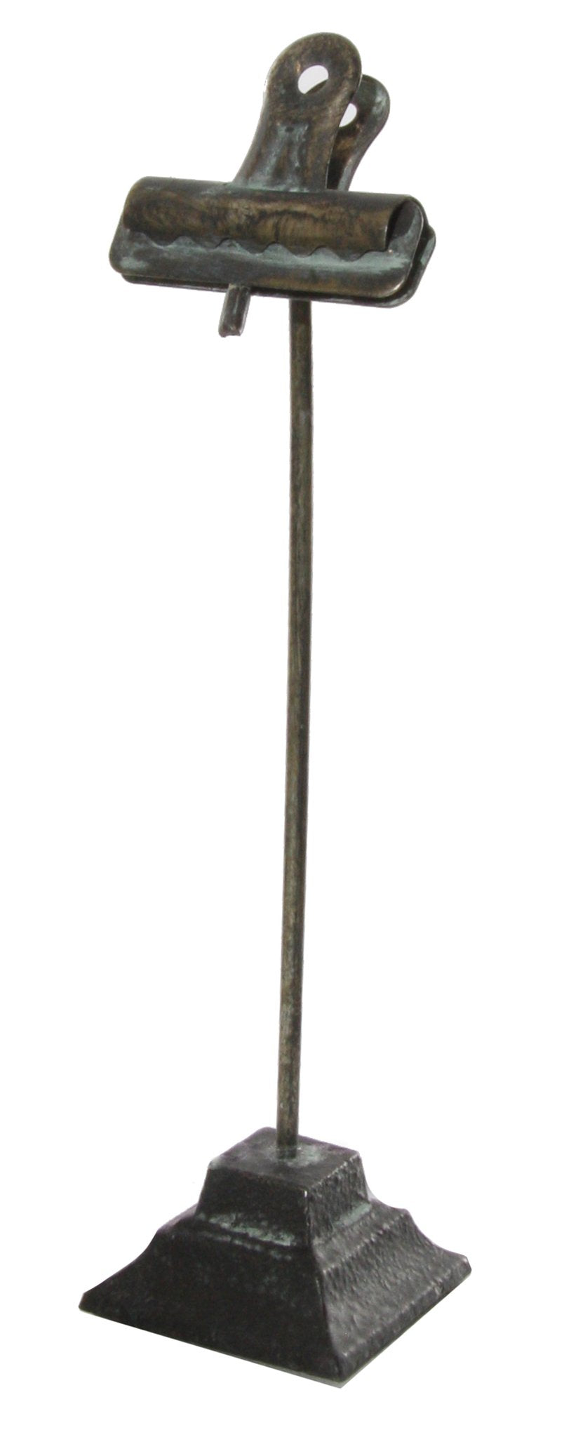 Metal clip on square stand aged black 22cm