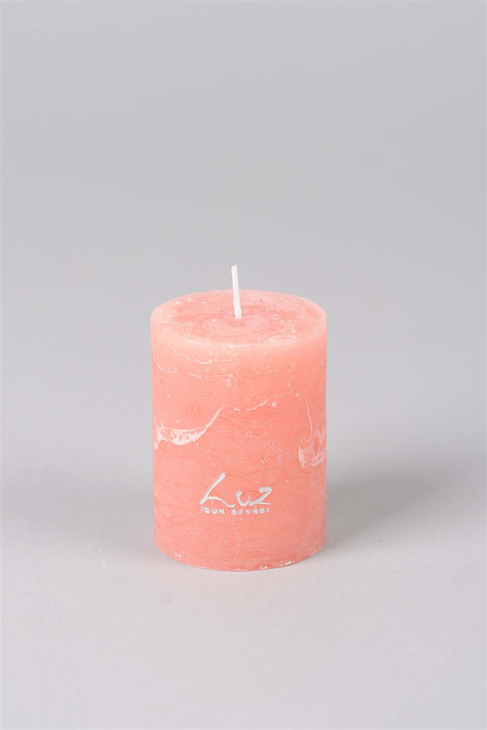 Rustic Candle - Luz Your Senses - Ø6xH8cm - Peach Pink