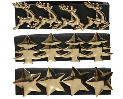 Napkin Ring,  Deer-Tree-Star - Gold