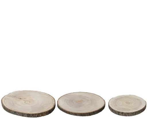 Deco Plate Paulownia Wood With Bark Natural