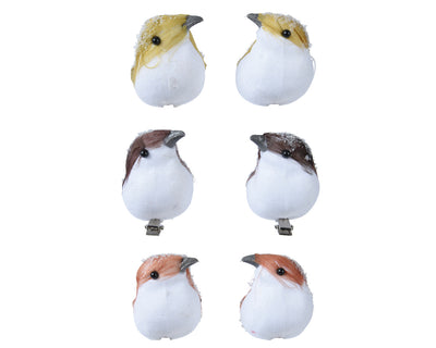 Bird with Snow Finish on Clip - Light Brown / Dark Brown / Red Copper