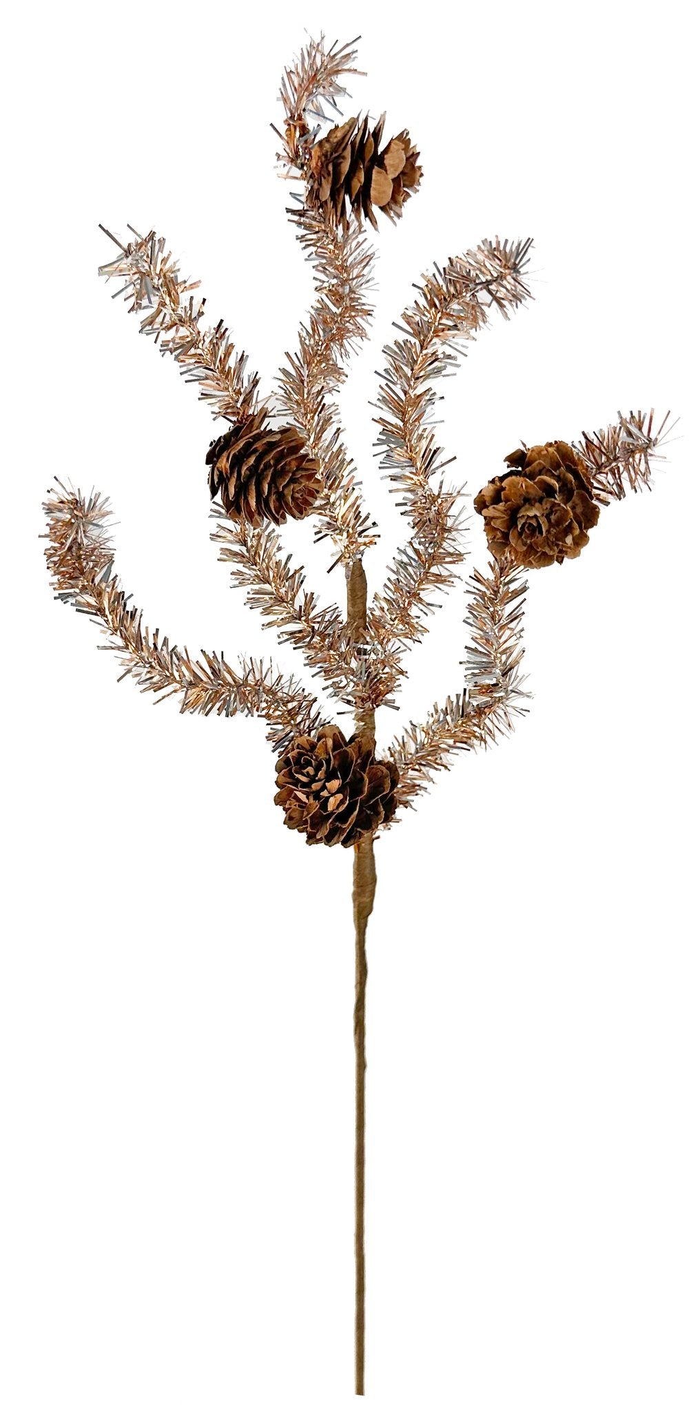 Tinsel branch with cones gold 33cm