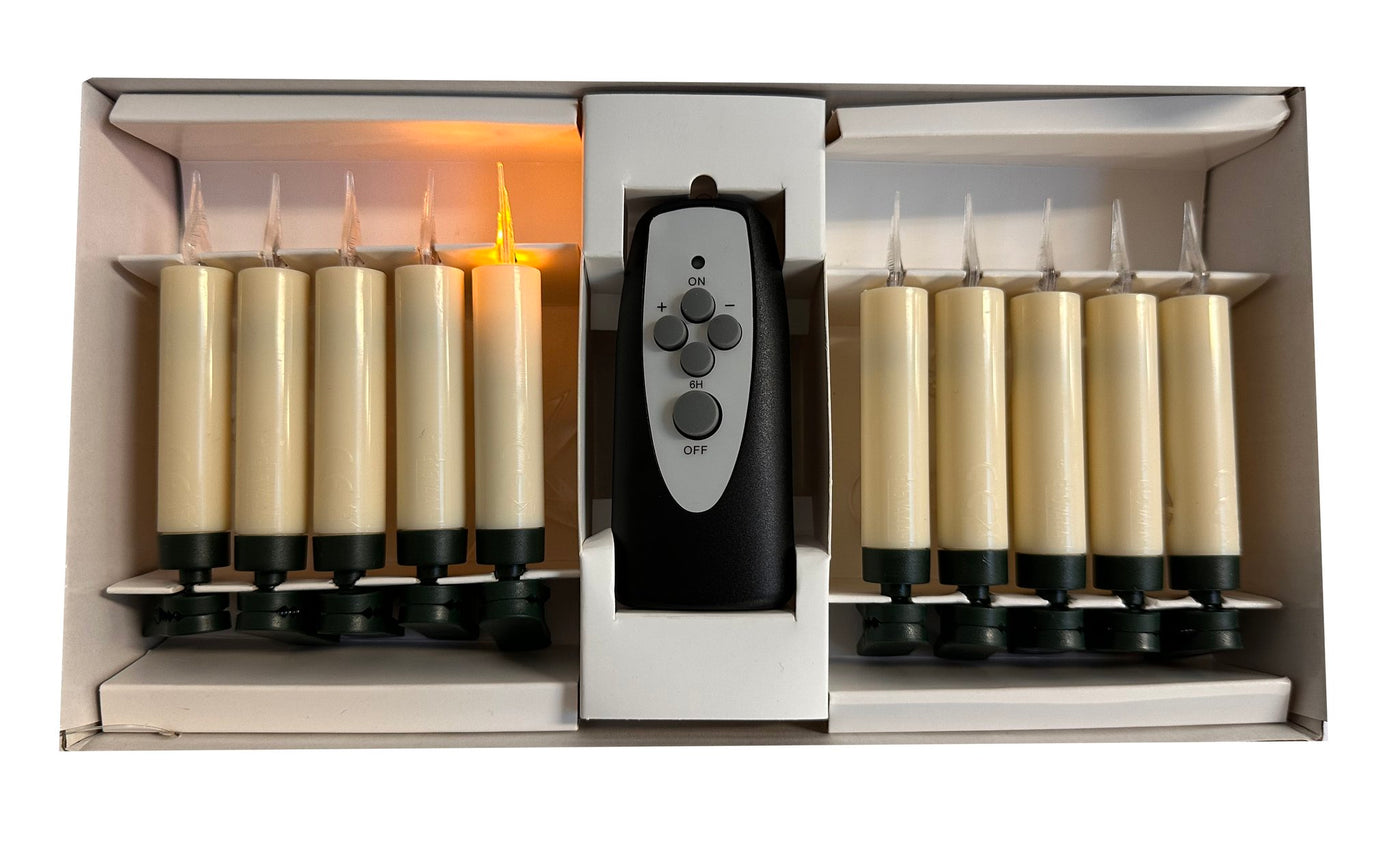 LED candles set of 10 with remote h10cm