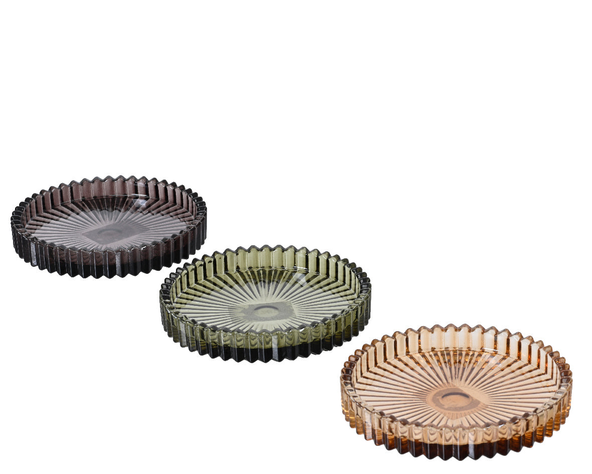 Candleholder Glass Transparent - Black truffle / Rosemary Green / Amber