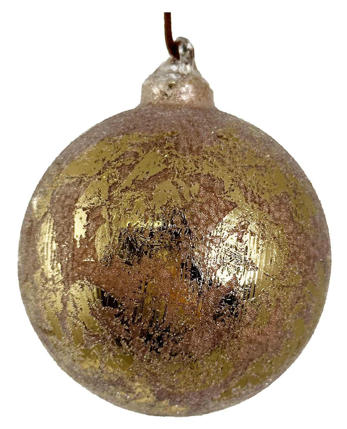 Glass ball antique brown gilded and sugared 8cm