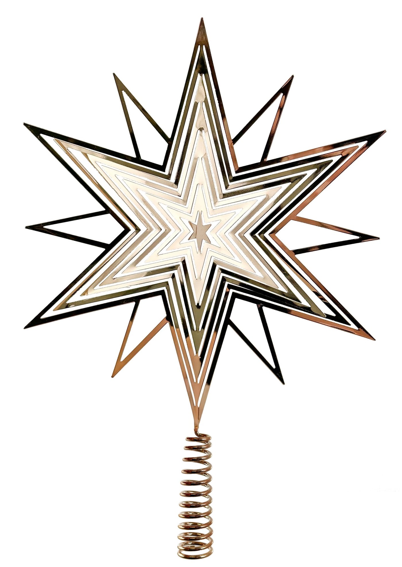 Metal 3D star tree top gold 23,5cm