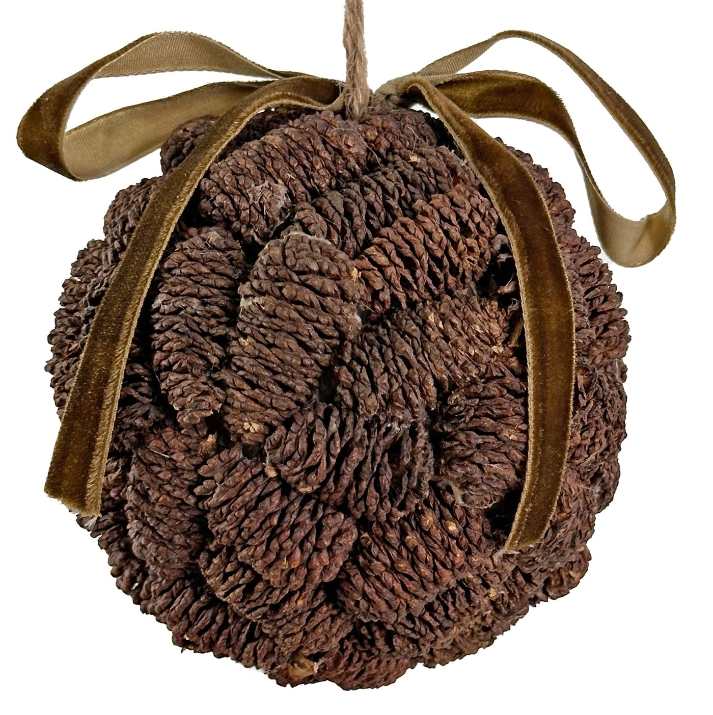 Alder cone ball with velvet ribbon 10cm