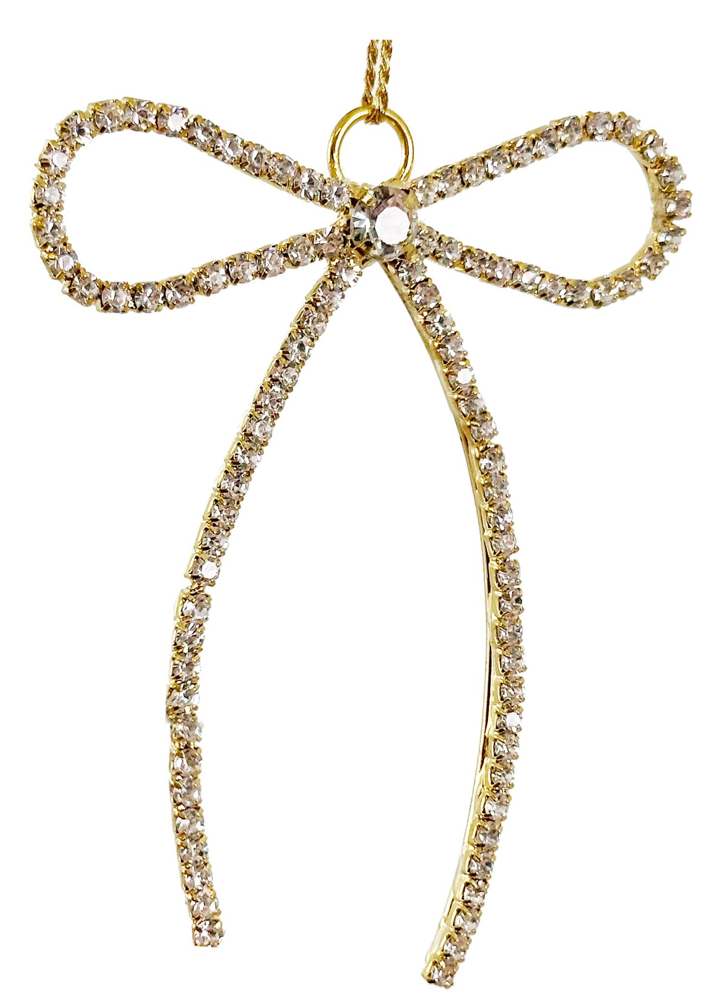 Diamond bow ornament gold 8,5cm