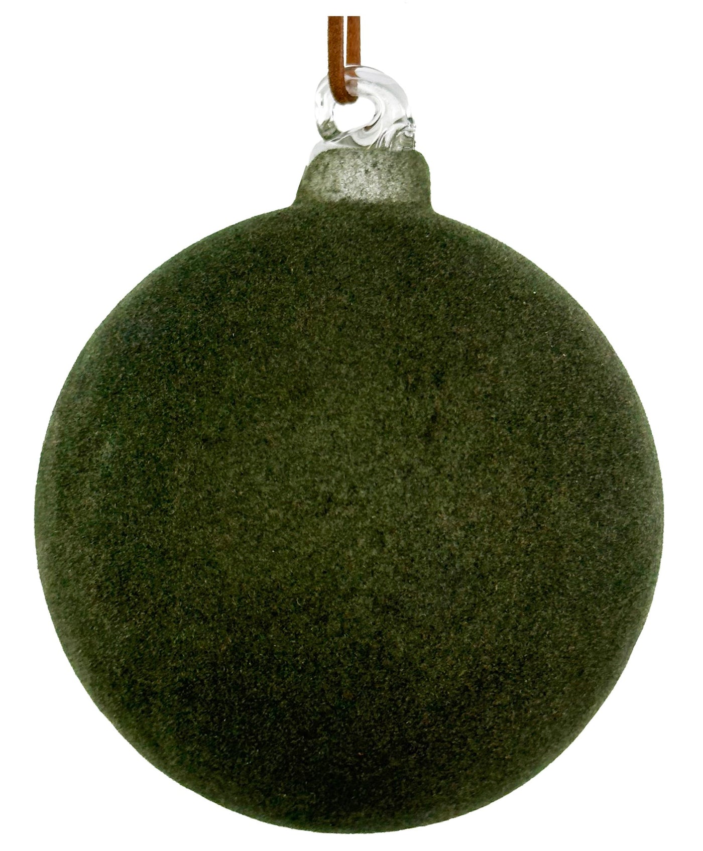 Glass Ball Moss Green Velvet Leather Hanger 8cm