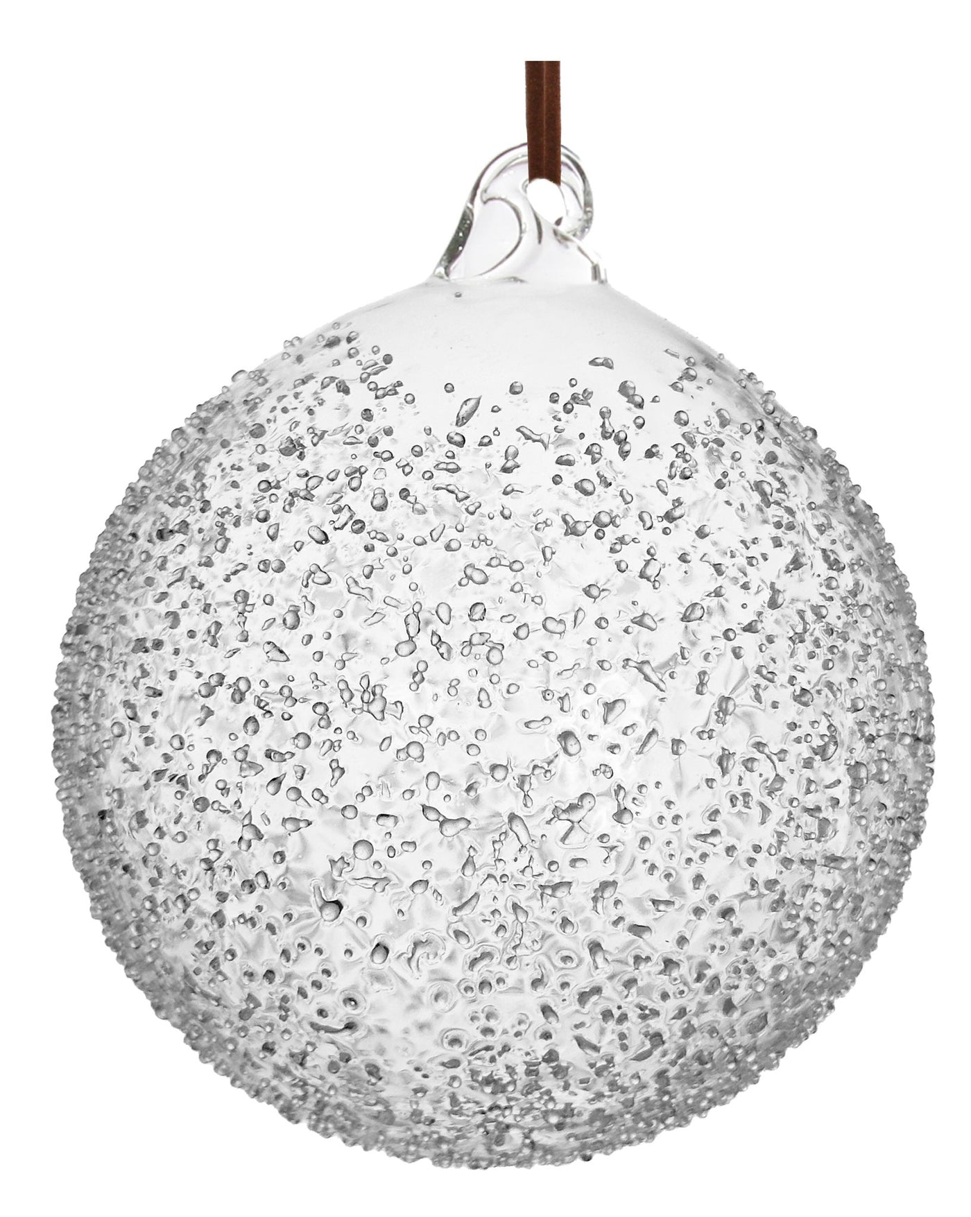 Glass ball clear frosted leather hanger 10cm