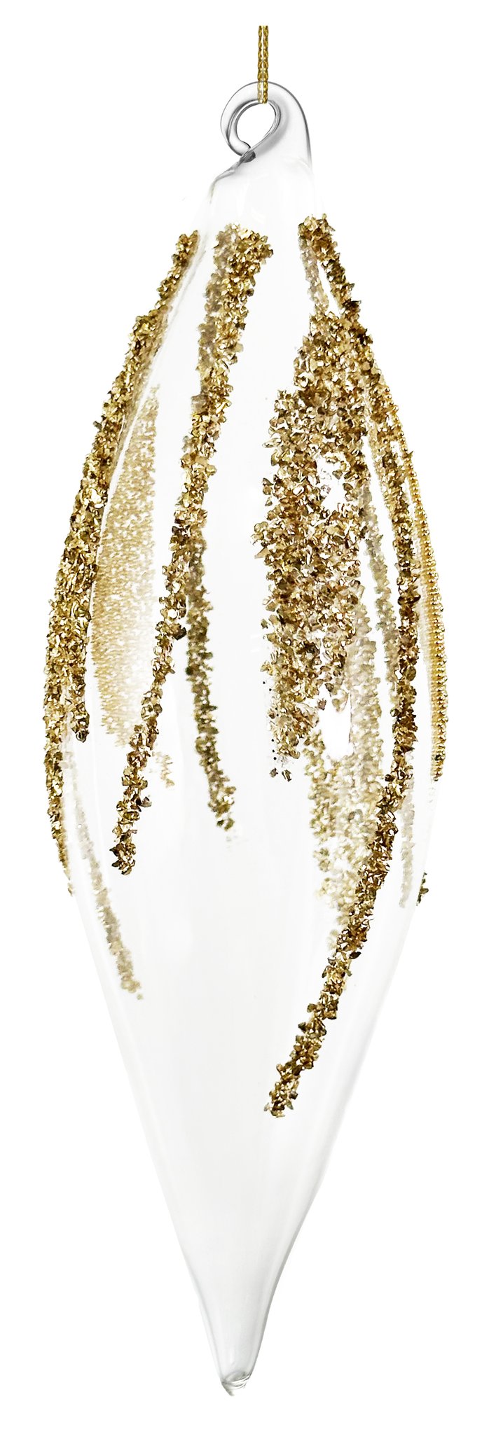 Glass drop clear beaded deco 12cm