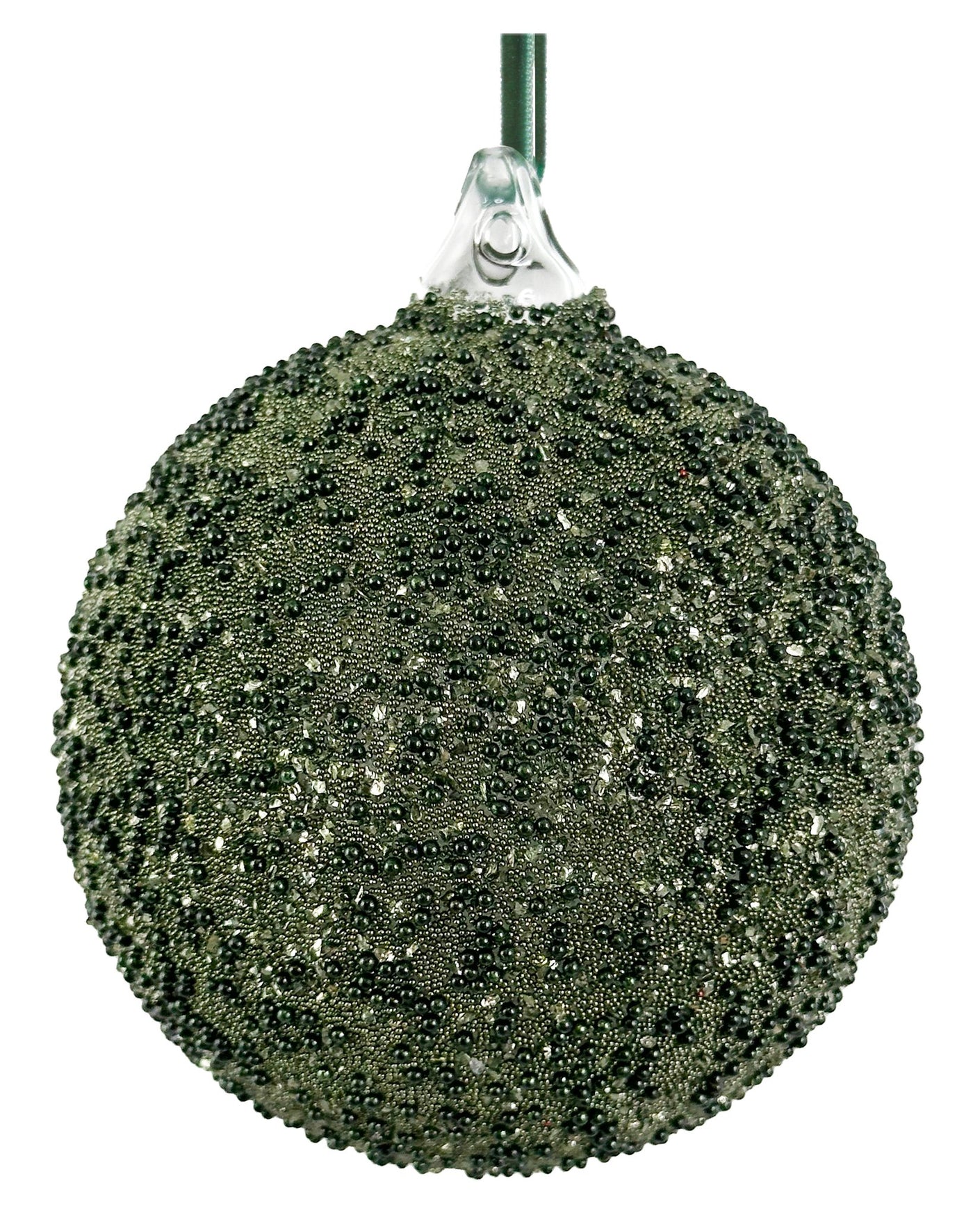 Glass Ball Green Beaded 8cm