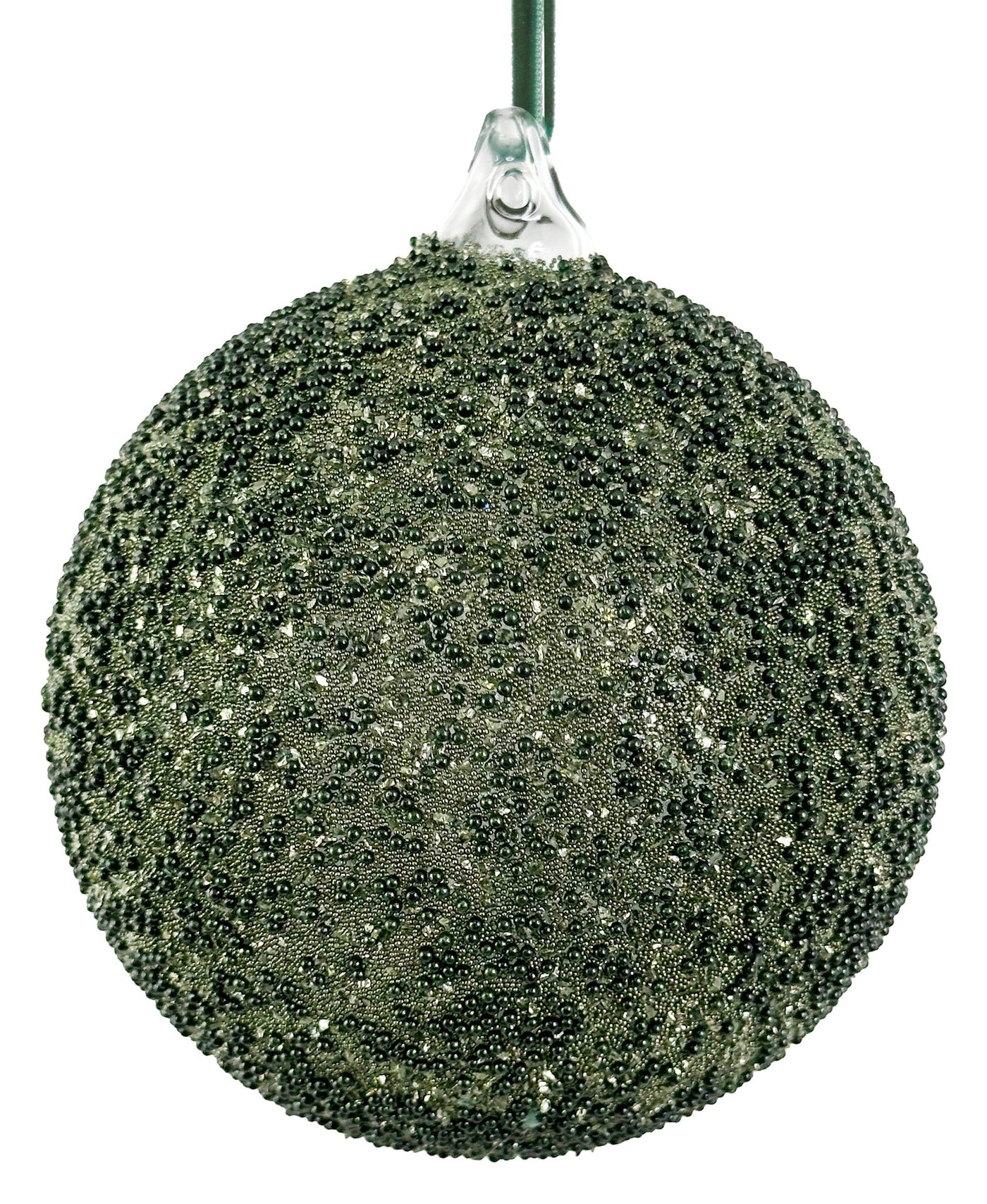Glass Ball Green Beaded 10cm