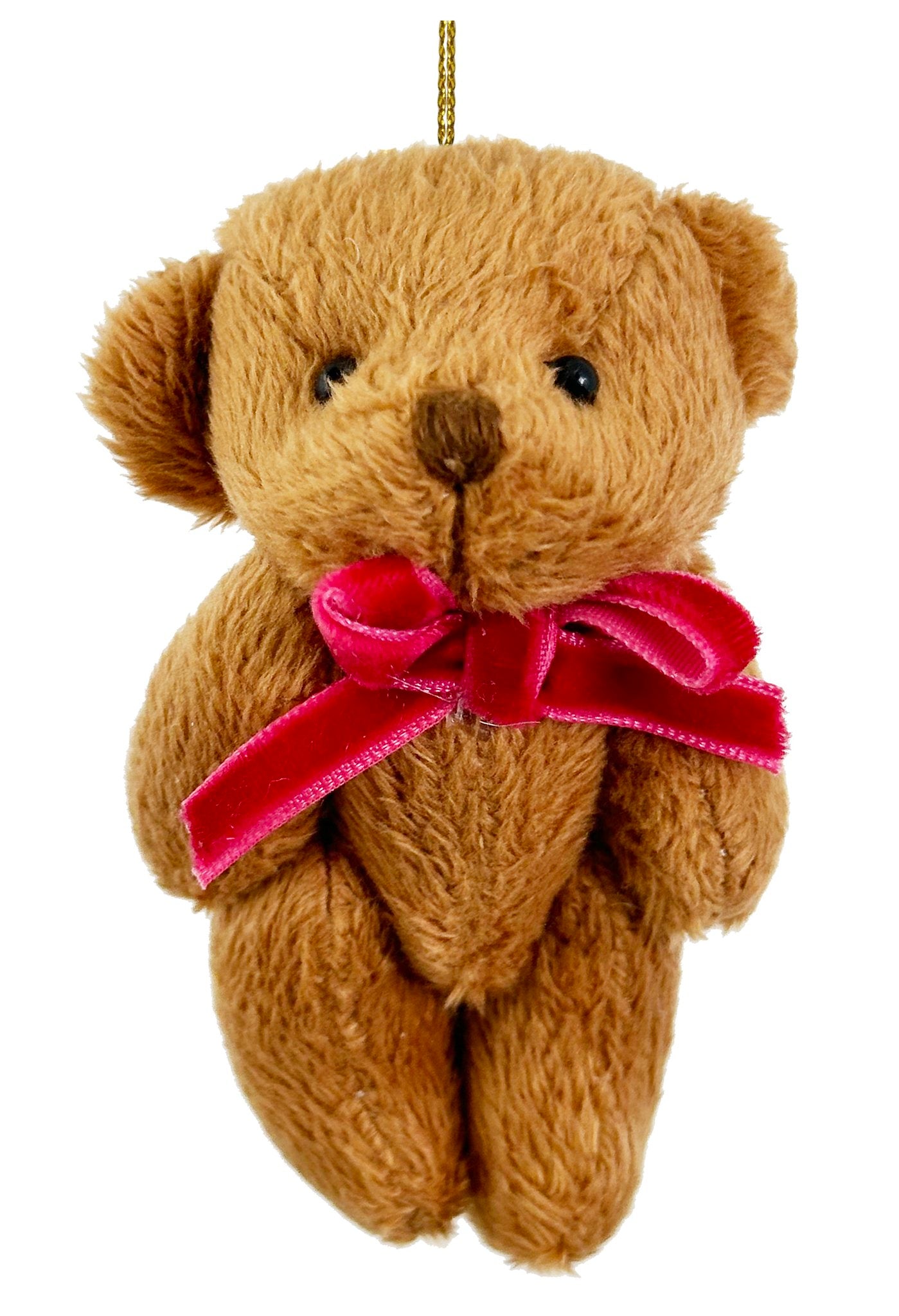 Teddy bear brown red velvet bow 8cm