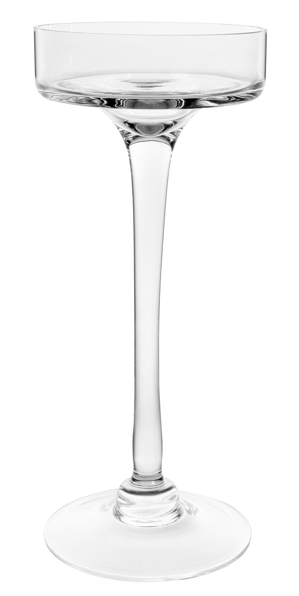 Glass plate for candle on long leg clear d9;h21cm