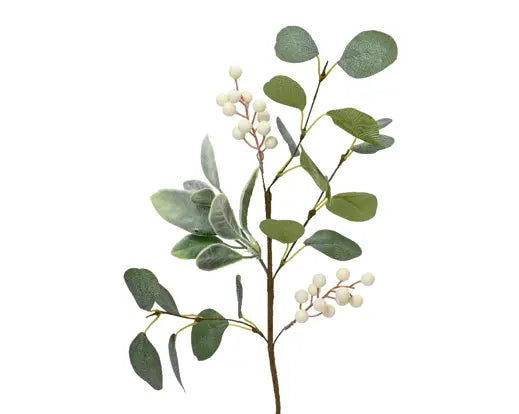 Spray On Stem Polyester With Berries Green/White