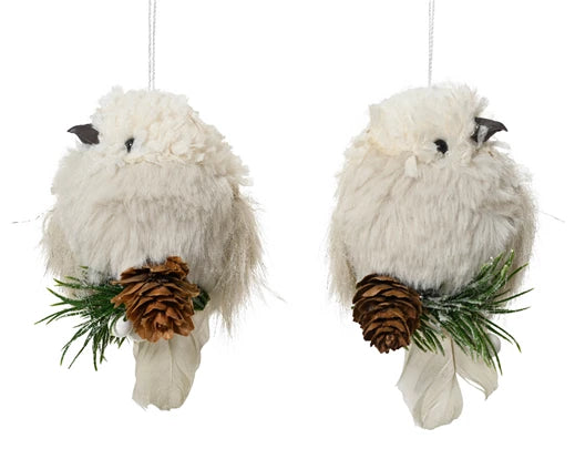 Bird Polyester Pinecone, Pinegreen 2Ass Cream
