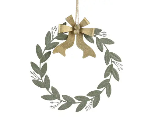 Wreath Iron Yes Leaf Clear Acrylic Bead Green