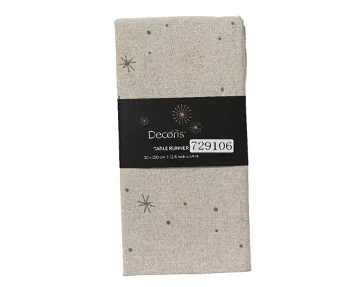 Tablerunner Polyester Cotton Print Snowflake Pattern Natural