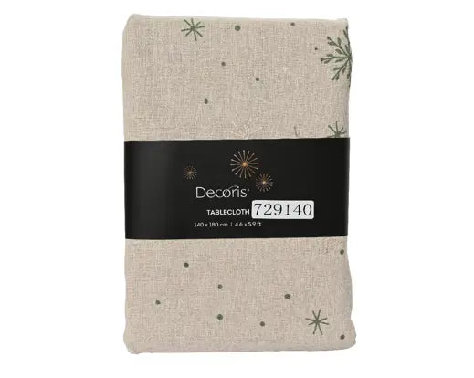Tablecloth Polyester Cotton Print Snowflake Pattern Natural