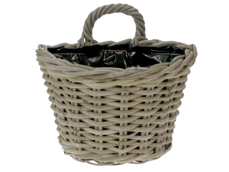 Wall Basket Rattan Grey 38x24H25cm
