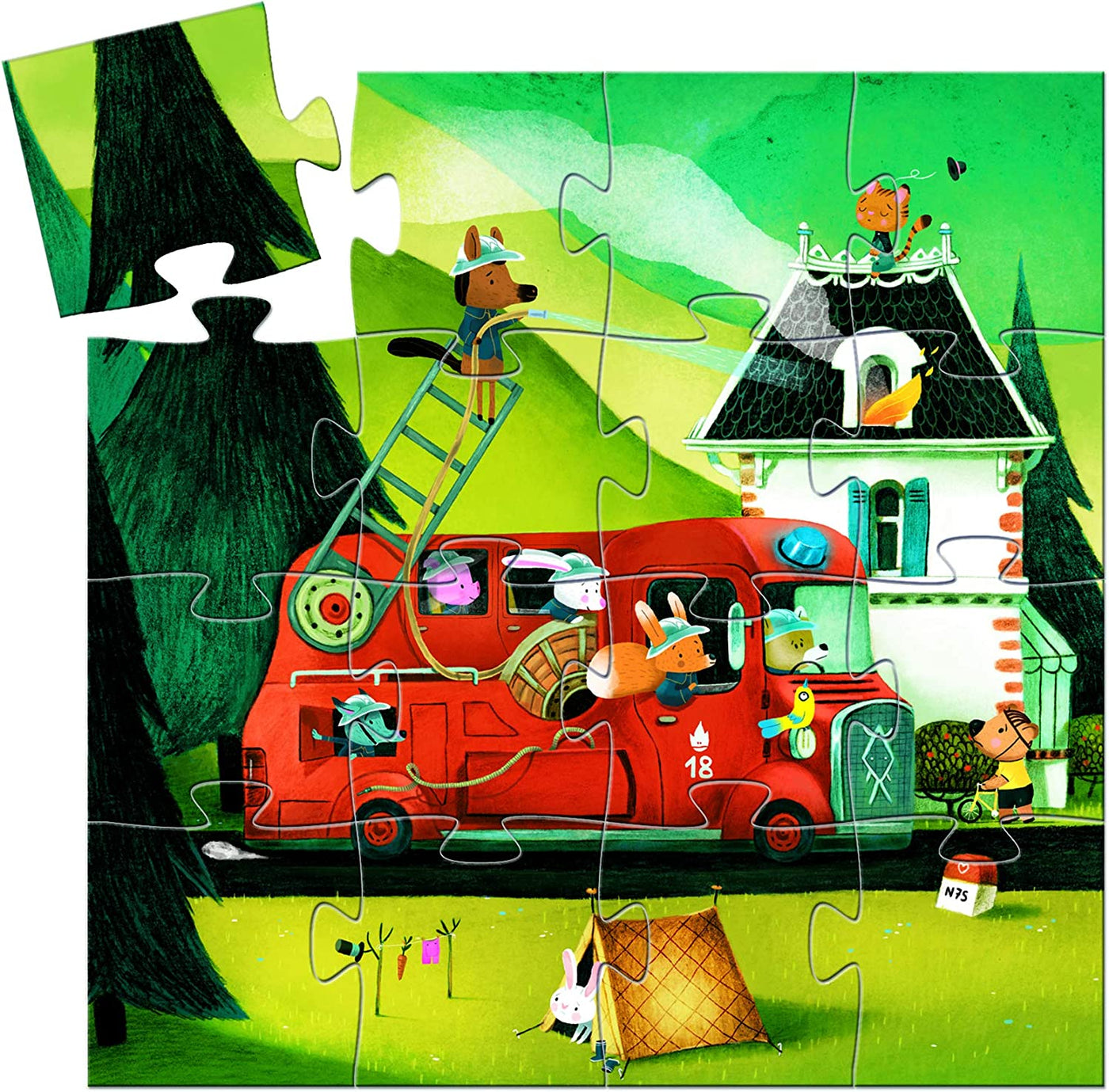 Toys And Games - Puzzles - Silhouette Puzzles The Fire Truck - 16Pcs