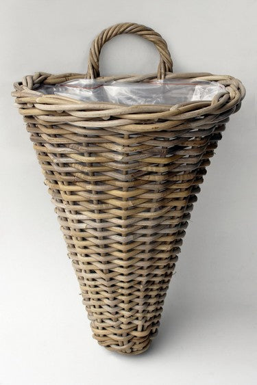 Wall Basket Rattan Grey 30x26H37cm