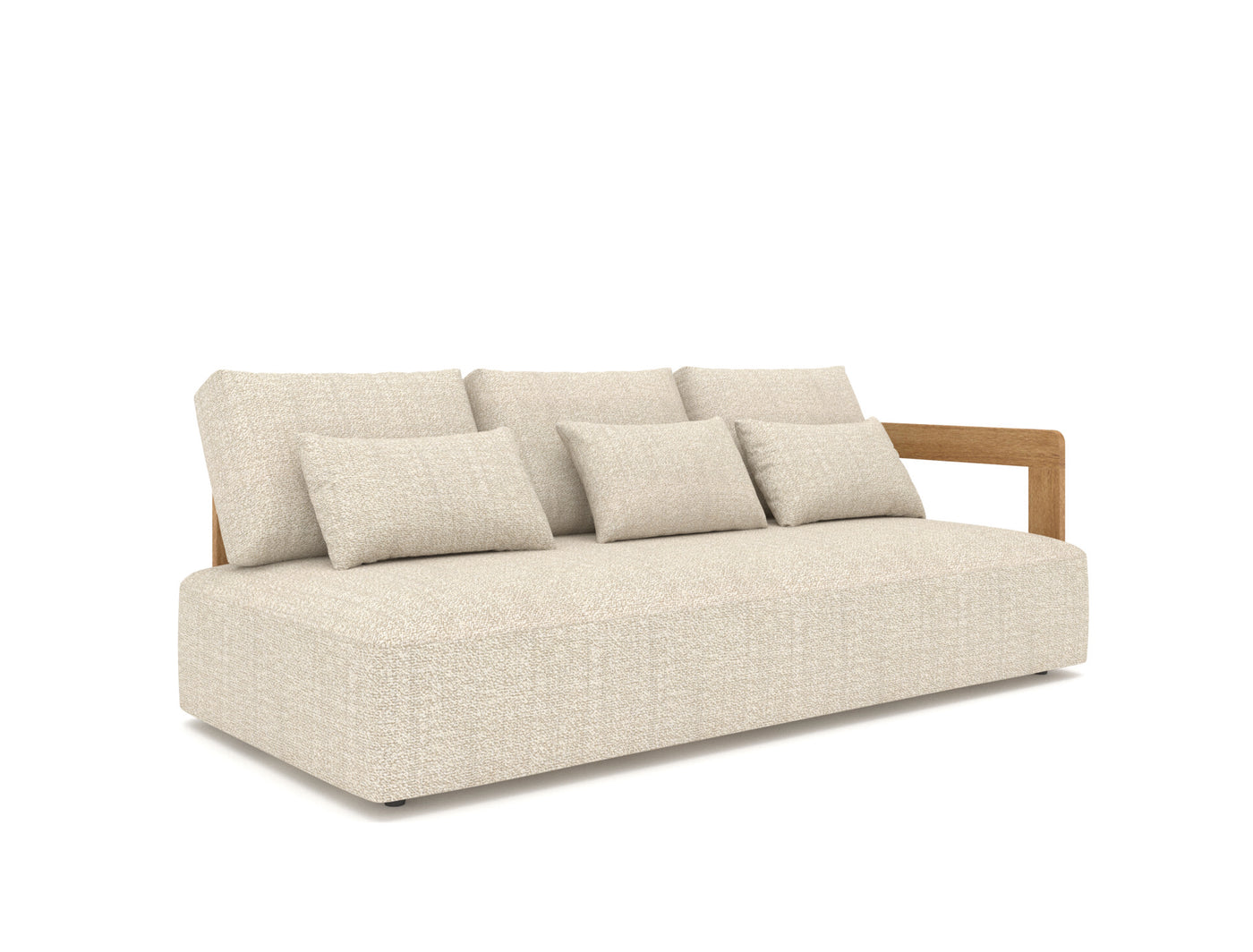 Rafa 3-Seat Left Arm - Teak, Mario Siesta Ecru/Taupe + Cushions