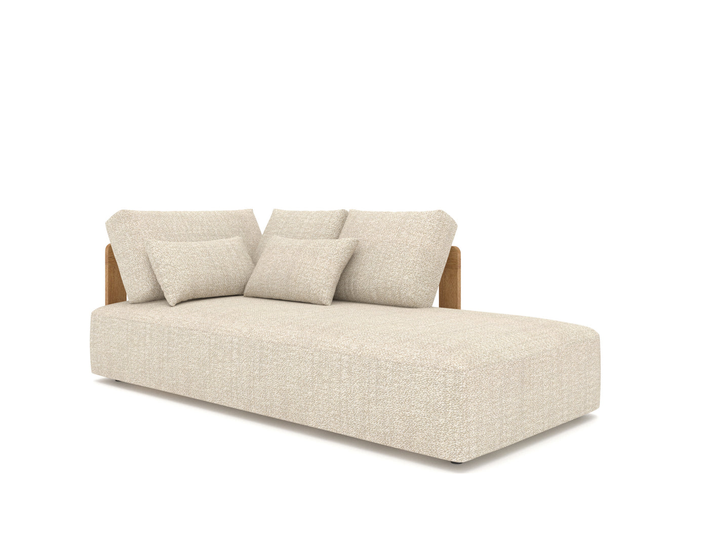 Rafa Longchair Left Arm - Teak, Mario Siesta Ecru/Taupe + Cushions