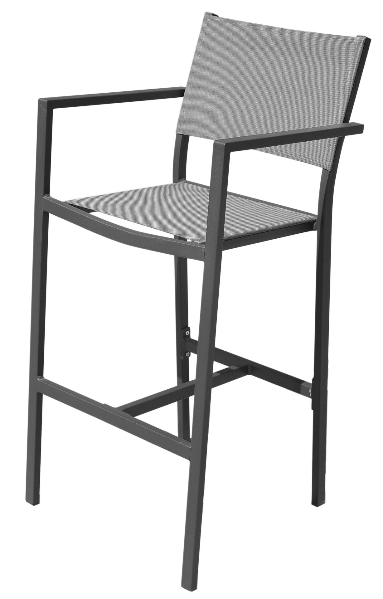 Poniente bar chair alu charcoal textylene silver g