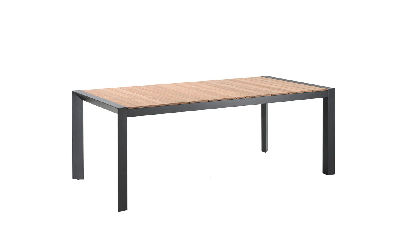 Braga table alu black teak top 202x100