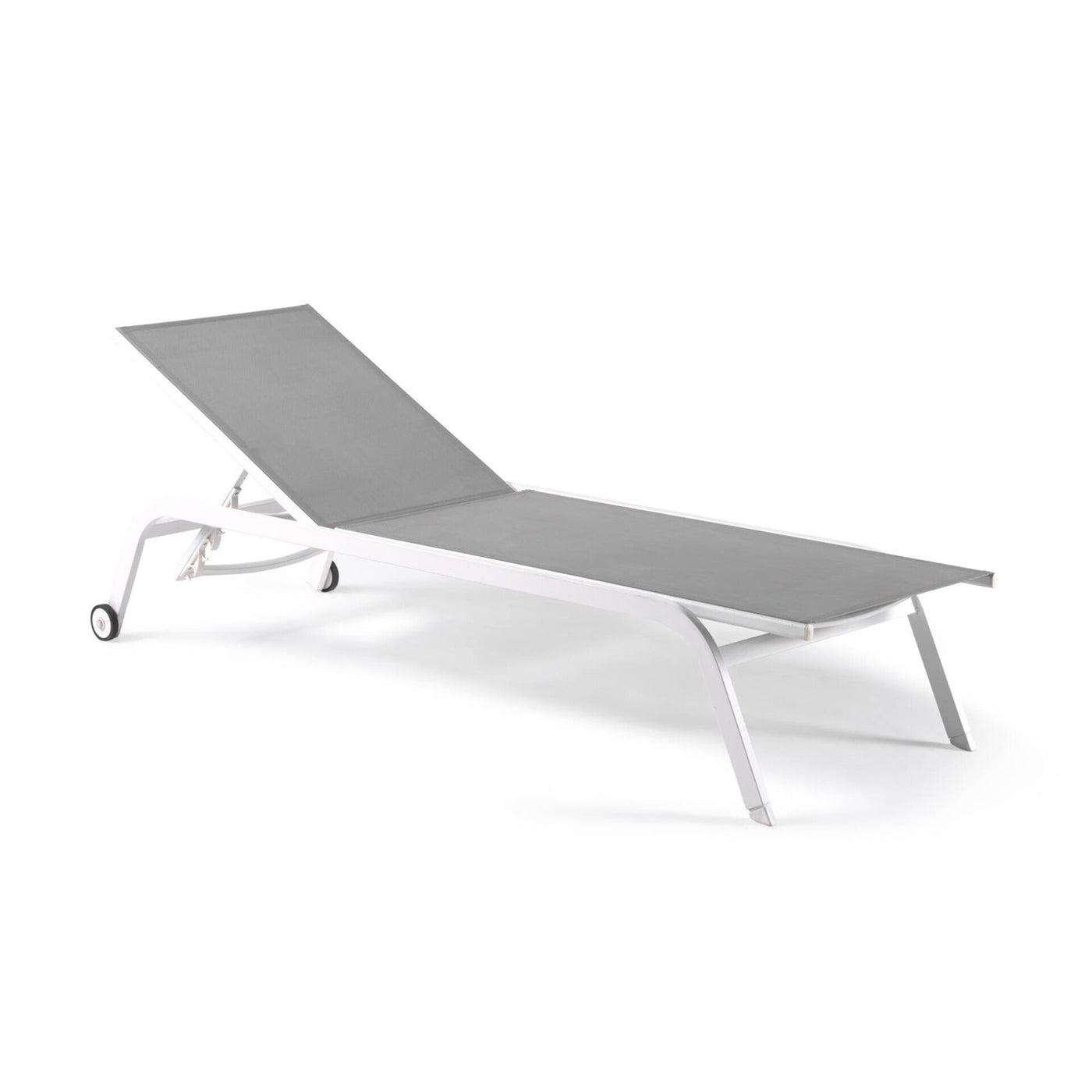 Navarro sunlounger alu white mat text grey light